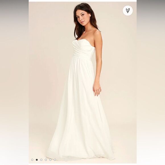 Lulu’s Love and Be Loved Ivory Strapless Maxi Dress Sz M - Picture 2 of 16